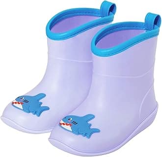 Baby Wellies for Boys Girls, Lightweight Child Kids Wellies, Animal Cartoon Pattern Welly Boots, Infant Rain Boot Wellingtons Waterproof Boots for 1-6 Years