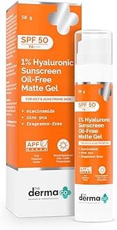1% Hyaluronic Sunscreen Oil-Free Matte Gel SPF 50 PA++++ | For Oily, Acne-Prone Skin | Lightweight Texture | No White Cast | Broad Spectrum Protection & Blue Light Protection | Non- Comedogenic | Clinically Tested - (In -Vivo) | Tan Protection | Anti-Pollution Factor | Photostable | Water & Sweat Resistant | For Men & Women | 50 g