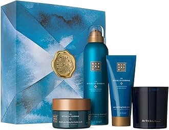 RITUALS Gift Set The Ritual of Hammam M - 4 Home and Skincare Products Enriched with Eucalyptus, Argan Oil, and Rosemary - Bath Gift Box with Purifying Properties, Blue