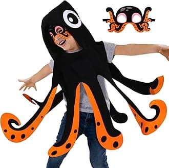 iROLEWIN Fish-Octopus-Costume for Kids Toddler Dress-up Clothes Sea Animal Mask Toys Birthday Christmas Gifts 3+ Boys Girls