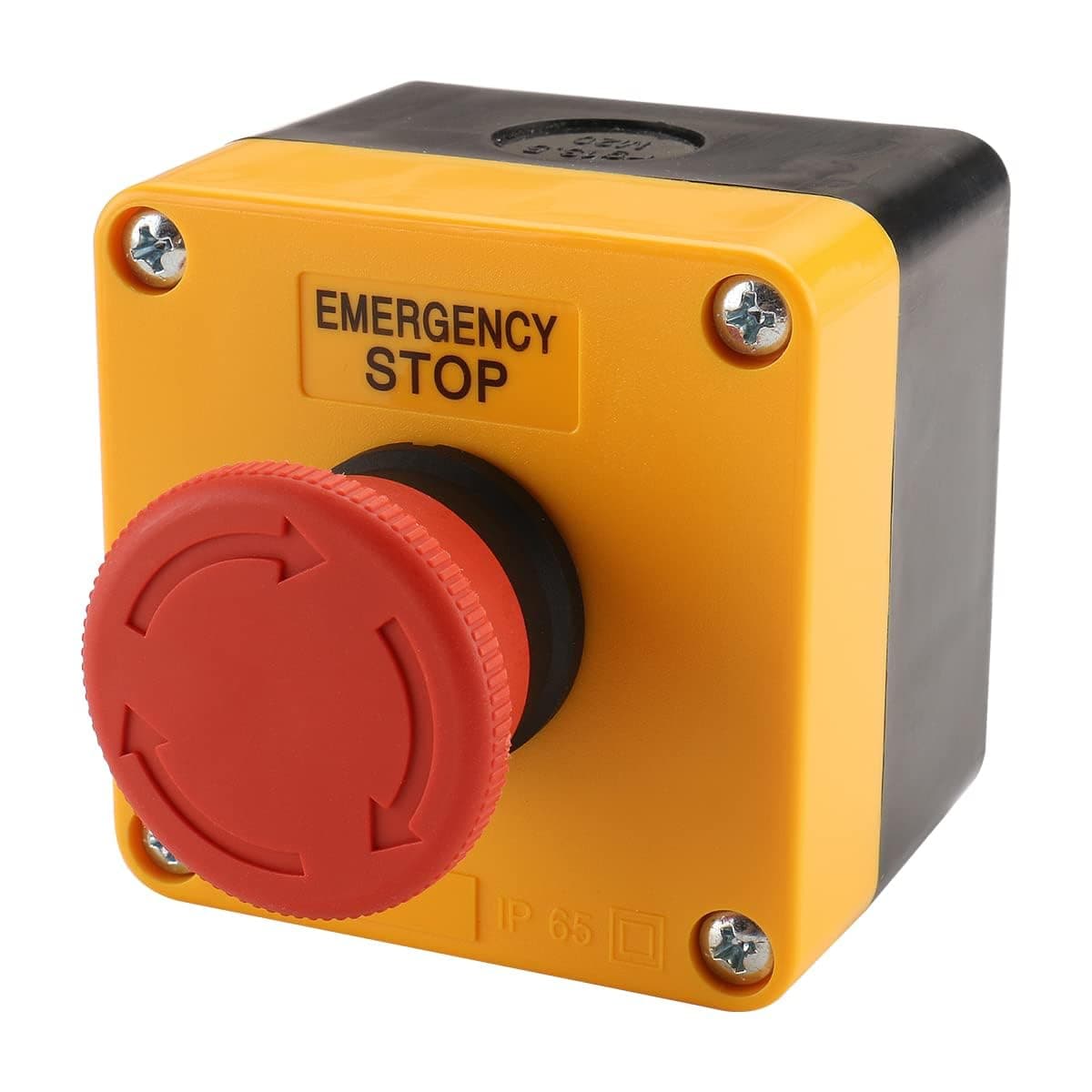 Emergency Stop Switch with Enclosure, 660V 10A Red Mushroom Push Button, 1NO 1NC N/O N/C, IP65 Waterproof Weatherproof Surface Mount E-Stop Station for Industrial & Control Systems(10-Pack