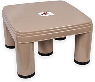 Homfine Bath Stool Patla Anti Skid Rubber Shoe 5 Legs Wide Seating top Strong cunstructed Structure for use in Home, Kitchen, Bathroom, loby Indoor Outdoor use (Brown, 1Pc)