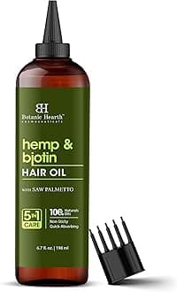 Botanic Hearth Hemp & Biotin Hair Oil 6.7 Fl Oz (198 ml) | Scalp Treatment for Hair Loss, Dry & Frizzy Hair Repair, Deep Nourishing Oil for All Hair Types |100% Natural and Vegan
