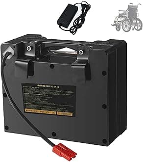 24V Lithium-Ion Battery 20AH/25AH/30AH/35AH Rechargeable Battery with Charger BMS Protection Board for Electric Wheelchair Battery,Black,35ah