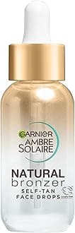 Garnier Ambre Solaire Natural Bronzer Self Tan Drops for Face, with Hyaluronic Acid & Coconut Water, Gradual & Natural Looking Tan, Vegan Formula 30ml