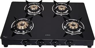 4 Burner Auto Ignition Gas Stove | 694 CT VETRO BLK AI | Toughened Glass Top | Brass Burners | Euro-Coated Pan Support | 7-Year Glass Warranty | Black