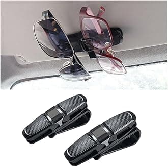 2PCS Glasses Holders for Car Sun Visor, Glasses Clip Organizer, Sunglasses Eyeglasses Mount with Ticket Card, Car Sun Visor Double-Ends Clip, 180 Degree Rotational Car Glasses Holder