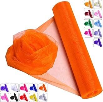 Crystal Organza Fabric Tulle - 16" by 50 Yards Sheer Fabric for Wedding Party Decoration Bridal Shower Tutu Roll Netting Spool Ribbon Wrapping (Orange)