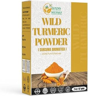Herbs Botanica Wild Turmeric Powder 100% Pure & Natural Kasturi Haldi for Face, Skin Care & DIY Beauty Natural Face Mask Powder 2 oz