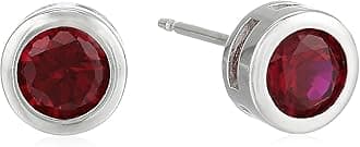 Sterling Silver Genuine and Created Gemstone 5mm Bezel Set Birthstone Stud Earrings