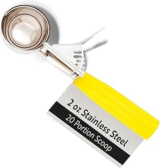 Restaurantware Met Lux 2 Ounce Portion Scoop 1 Trigger Release Cookie Scoop - With Yellow Handle Stainless Steel Disher For Portion Control Scoop Cookie Dough Cupcake Batter Or Ice Cream