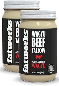 Fatworks 100% American Wagyu Tallow, Pit Master Secret Weapon, Certified Wagyu, KETO, PALEO, CARNIVORE, WHOLE30 friendly, Non-Hydrogenated, USA Sourced, 14 oz. (Pack of 2)