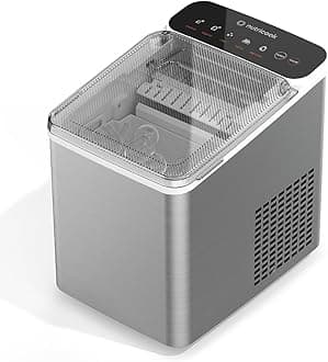 NutriCook Ice Maker,Rapid 7-Minute Ice Production, Bullet-Shaped Ice, Self-Cleaning Function, Compact & Portable,NC-ICY510K, White 2-Year Limited Warranty