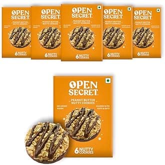 Open Secret Cookies|6 Boxes,6 Peanut Butter Cookies Each|Butter|Healthy Snacks,Diwali Gifts,Gift Hamper,Cookies Gift Packs,Cookies Biscuits,Healthy High Protein,No Added Maida,Gifts(6X6 = 36),75grams