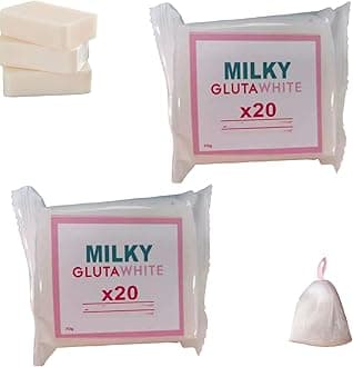 Milky Gluta White Soap 20x, Milky Gluta White Soap, Milky GlutaSoap, Glutamilk Soaps, Moisturizing, Gentle Cleansing, Exfoliate, For Face,Body and Hand Cleaning (2PCS)