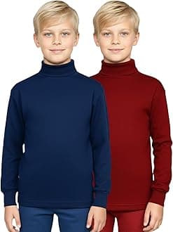 Lux Cott's Wool Boys High-Neck Full Sleeves Thermal Top | High Neck Thermal Top for Boys | Pack of 2