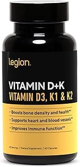 Vitamin D+K Natural & Effective Formulation - Vitamin D3, K2 & K for Immunity Boost - K1, K2 & D3 Vitamin Supplement to Boost Bone Density and Health - Vitamin K2 & K1 for Heart Support