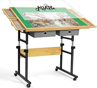 ALL4JIG 2000 Piece Adjustable Jigsaw Puzzle Table for Adults, 41"x29" Multi-Functional Puzzle Board with 4+2 Drawers & Protective Cover, 45-Degree Any-Angle Tilt for Work, Exercise & Leisure