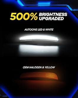 AUTOONE LED Side Marker Lights Compatible with Dodge Charger 2015-2022, White Front & Rear Fender Side Markers, Smoked Lens Driver & Passenger Side Bumper Lights, 4PCS