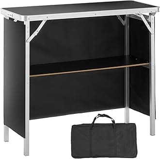 VEVOR Portable Tradeshow Podium Table, 38.39" x 15.16" x 34.25", Display Exhibition Counter Stand Booth Fair with Wall, Foldable Promotion Retail Bar Table Podium with Storage Rack and Carrying Bag