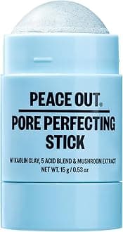 PEACE OUT Pore Perfecting Stick, Clay Cleanser for Pores and Blackheads, Exfoliating Face Stick with Glycolic and Salicylic Acid, Targets Oil and Texture, 0.53oz