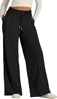 Women’s Wide Leg Sweatpants, Lightweight, High Waisted with Wide Pockets, Comfortable Lounge Pants with Drawstring, 2024