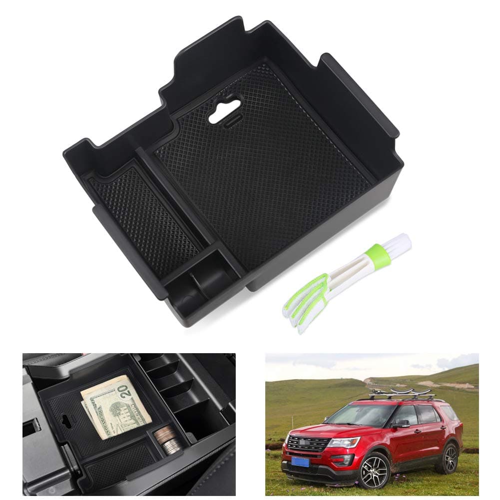 VANJING Compatible with Center Console Insert Organizer Tray Ford Explorer Select 2011 2012 2013 2014 2015 2016 2017 Vehicles with A Cleaner Brush