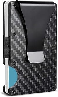 WAFJAMF Small Men's Slim Money Clip Stainless Steel Credit Business Card Holder Pocket Cash Wallet, Black