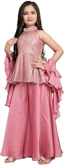 Angel f StudioGirls Embroidered Kurta Palazzos & Dupatta Set/Indian Blouse with Palazzo Set/Ethnic Wear Dress For Kids