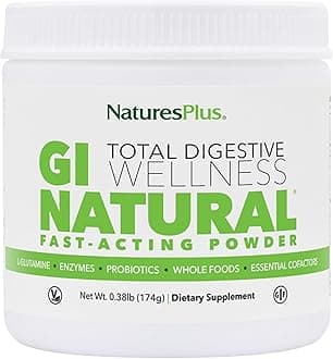 NaturesPlus GI Natural Total Digestive Wellness - 0.38 lbs Powder - Fast-Acting Drink Mix with Probiotics, Prebiotics, L-Glutamine & Enzymes - Vegetarian, Gluten Free - 30 Servings