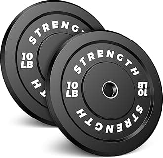 2-Inch Olympic Bumper Plates, 100% Virgin Rubber Low Bounce Barbell Weight Plates for Home Gym Strength Training, 10lb-45lb Black with Color-Coded