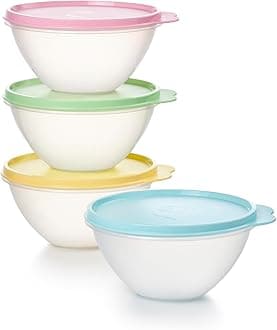 TupperwareHeritage Wonderlier 2 Cup Food Storage Bowl Set of 4 in Vintage Colors- Dishwasher Safe & BPA Free - (4 Containers + 4 Lids)