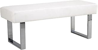 Armen Living Amanda Bench in White and Chrome Finish 48"x18"x19"