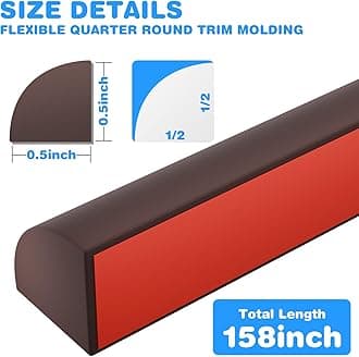 Flexible Quarter Round Molding, Peel and Stick Silicone Flexible Moulded Trim for Corner Ceilings, Floors, Bathrooms, Kitchens, Countertops (Deep Coffee Color, 1/2 x 1/2 x 158Inch)