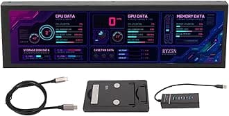 Sanpyl Computer Temp Monitor, 8.8 Inch IPS USB C Mini Screen, AIDA64 PC Temperature Display, CPU GPU RAM SSD Data Monitor, PC Sensor Panel for Desktop Gaming (Black)