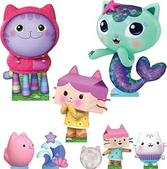 Star Cutouts SC4565 Gabby’s Dollhouse DJ Catnip, Baby Box & MerCat Multi Pack (48cm) – Kids Party Decorations & Bedroom Décor