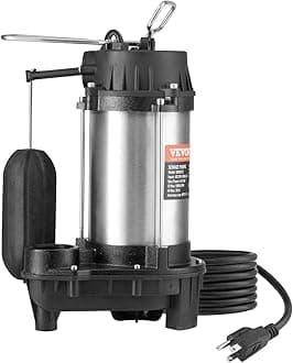 VEVOR Submersible Sump Pump, 0.75HP 5000GPH, 28 FT Lift Cast Iron Sewage Water Pump with 10 ft Power Cord and Automatic Float Switch, Stainless Steel for Clean Flooded Basement Yard Farm Sewer