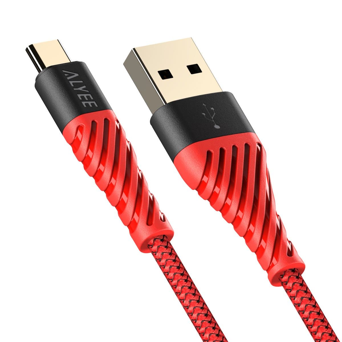 ALYEE USB Type C Cable, 4FT Nylon Braided Fast Charging USB A to C Charger Cord for Samsung Galaxy Note 8,S8,S8 Plus, LG G6 G5 V30 V20, Google Pixel, Nintendo Switch, Macbook-Red