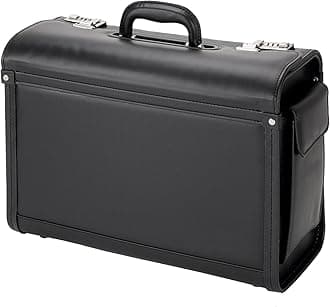 Alassio Genova 45028 Pilot Case Made of Durable Imitation Leather Approx. 46 x 35 x 20.5 cm Black