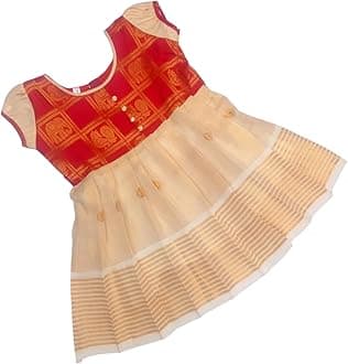 LOTUS ETHNIC Baby Girl's Kerala Tissue Cotton Frock Pattu Pavadai LEHENGA CHOLI Chaniya Choli (0-5 Years)