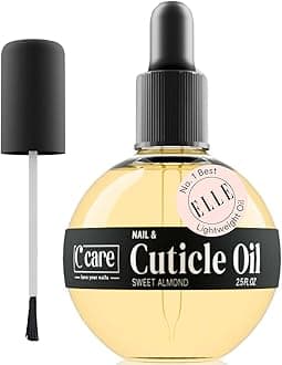 C CARE Sweet Almond Cuticle Oil For Nails - Repairs Cuticles Overnight - Moisturizes and Strengthens Nails and Cuticles - Dropper & Brush included - 2.5oz