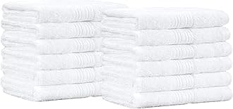 Amazon Basics Fade-Resistant Cotton Washcloths - Pack of 12, White