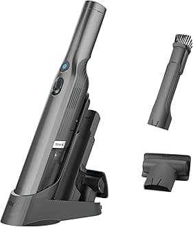 Shark WV201 WANDVAC Handheld Vacuum, Lightweight at 1.4 Pounds with Powerful Suction, Charging Dock, Single Touch Empty and Detachable Dust Cup,Graphite, Slate