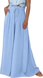 PRETTYGARDEN Women's 2026 Summer Wide Leg Palazzo Pants High Waisted Flowy Pockets Trendy Casual Lounge Boho Beach Trousers