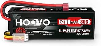 HOOVO3S Lipo Battery 11.1V 80C 5200mAh RC Battery Hard Case with T Plug for RC Cars RC Truck Helicopter Airplane