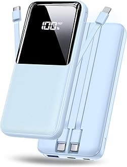 Portable Charger Power Bank - 20000mAh Fast Charging Portable Battery Pack with Built in USB-C(22.5W) and iOS(20W) Output Cables Compatible with iPhone Android Samsung Phone etc (1 Pack, Blue)