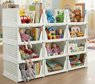 MECHDEL | Wardrobe Organizer For Clothes | Cupboard Organizer | Foldable Shirt Stacker Box | Cloth Box for Almirah | Closet Storage Basket |Plastic Stackable Closet Organizer (White, 12PCS)