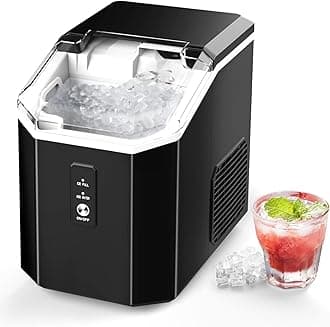 Ice Machines for Home Crushed Ice Cube Maker Machine, Self Cleaning Ice Machine with One-Click Operation, Soft Chewable Pebble Ice in 7 Mins, 15kg/24H with Ice Bags for Home Bar Camping RV