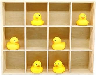 LONG TAO Wooden Storage Divider Showcase Display With 12 Compartments - 13.4''x10.6''x2'' Organization Tray for Home, Craft, Office, Kitchen Storage