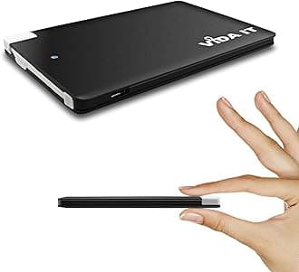 Vida IT2500mAh vCard Slim Credit Card Power Bank Thin Portable USB External Battery Charger with Built-In Cable Lead For iPhone Samsung Android Mobile Phone Small Pocket Size Mini Lightweight Compact